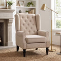 Mid-Century Modern Wingback Accent Chair, Flannel High Back Armchair & Reading Chair with Thick Cushion for Cozy Living Room Bedroom, Seasonal Upgrade