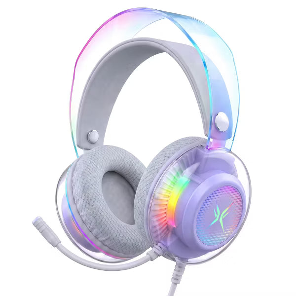 Pro USB Gaming Headset for PC, Computer Headphones with Noise-Cancelling Mic, 7.1 Surround Sound, RGB Light - Wired for PS4/PS5/Laptop Silver