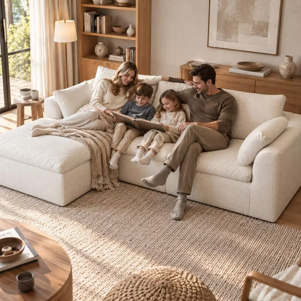 110" Boneless Cloud Couch Sectional for Living Room, Oversized Modular L Shaped Sofa with Ottoman, Deep Seat Chenille Sectional Couch