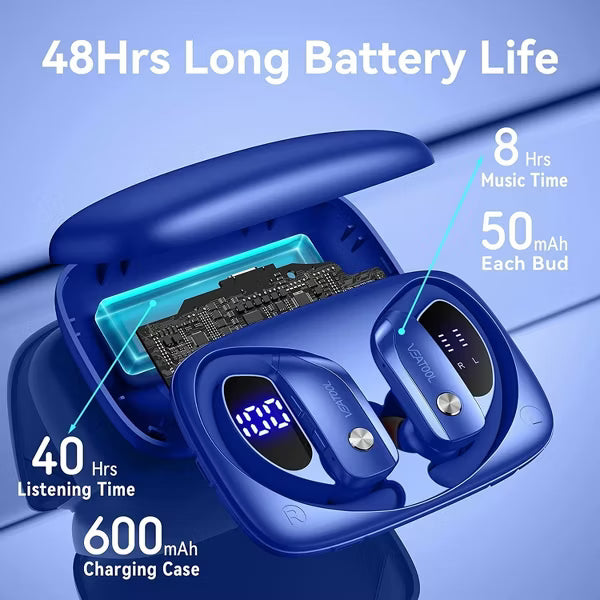 VEAT00L Wireless Earbuds Bluetooth 6.0 Sport 48Hrs Earhook 6 ENC Mic IP68 Waterproof Workout Running