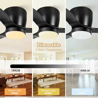Wanze of Ocean 42 In. Indoor 3 ABS Blade Ceiling Fan with Dimmable LED Light, Reversible DC Motor, App Control For Bedroom Living Room and kitchen