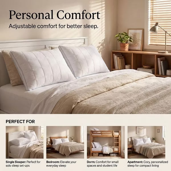 Adjustable Bed Pillows for Sleeping - 2 Pack Queen Size, Ideal for Side, Back, and Stomach Sleepers