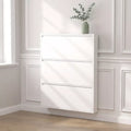 Metal Shoe Cabinet with 2 Flip Drawers, Wall-Mounted Slim Shoe Storage Organizer for Entryway, Hallway, Apartment & Mudroom, Narrow Hidden Shoe Rack
