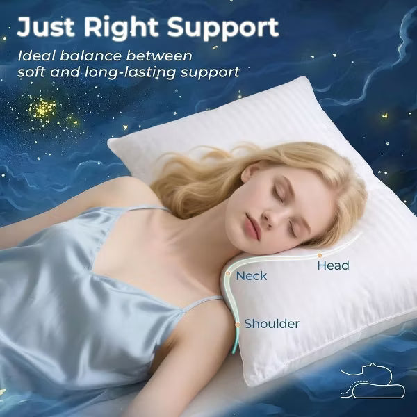 Bed Pillows for Sleeping 2 Pack Queen Size Pillows for Side and Back Sleepers Oeko-Tex Certified Supportive Down Alternative Plump Filling