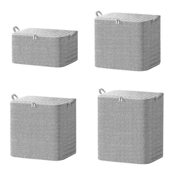 4 Pack Foldable Non Woven Storage Bags Closet Organizers Wardrobe Sorting Baskets with 2 Handles Dustproof Lid Zippe 30L 110L 150L 220L