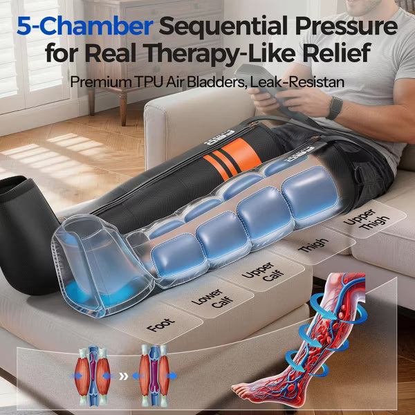 FED Fitness Compression Boots, Air Compression Leg Massager with Heat, Recovery System with 6 Modes & 13 Levels for Muscle Relief, Size M