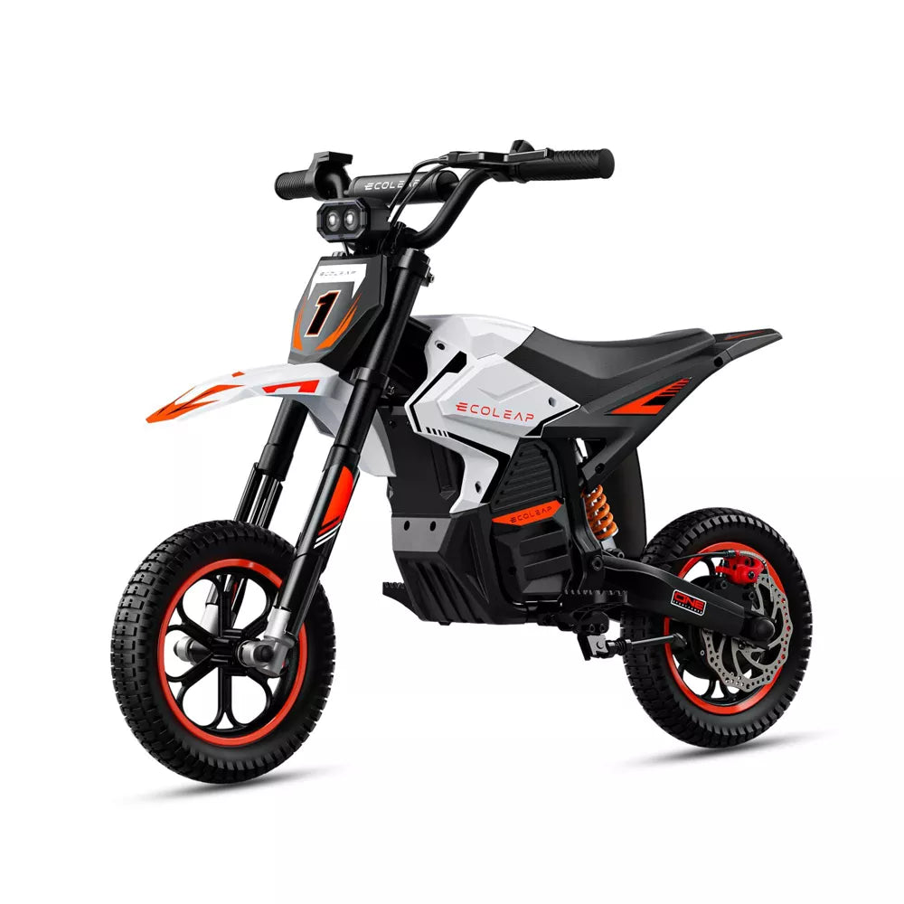 ECOLEAP K2 Kids Electric Dirt Bike, 36V 750W Peak Motor, 19.8 MPH, 18-Mile Range, 3-Speed Modes, Dual Suspension and Disc Brake, Ages 4-10