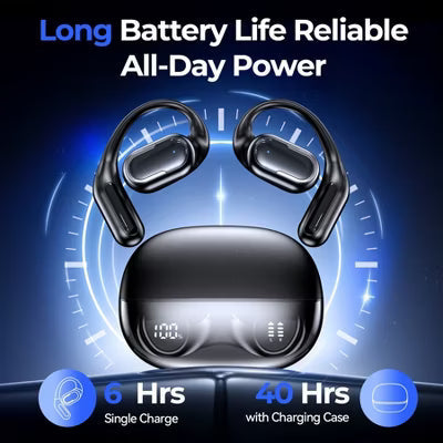 VEAT00L Open Ear Air Conduction Headphones, AI ENC Mic, Smart LED Display, 120H Playtime, Fast Charge, IP68, BT6.0. For Running/Workout.