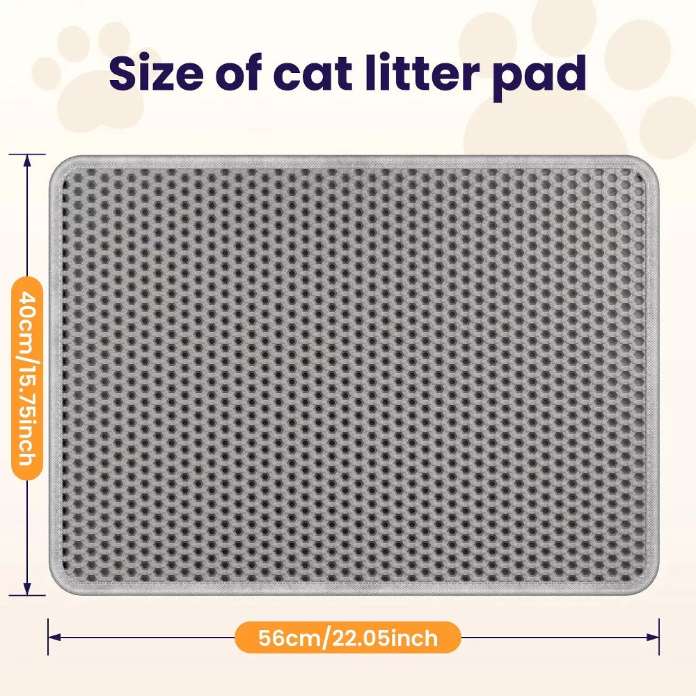 Cat Litter Mat Double Layer Waterproof EVA Honeycomb Trapping Pad Gray