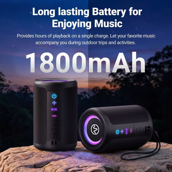 Bluetooth speaker, Wireless Portable Bluetooth Speaker with IPX7 Waterproof, Up to 24H Playtime, Powerful Bass,LED Lights for Home/Party/Outdoor