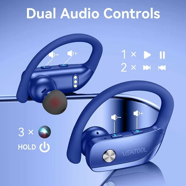 VEAT00L Wireless Earbuds Bluetooth 6.0 Sport 48Hrs Earhook 6 ENC Mic IP68 Waterproof Workout Running