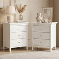 TYBOATLE White 3 Drawer Nightstands Set of 2, Wood Night Stands Side Table With Extra-large Storage Space for Living Room, Bedroom