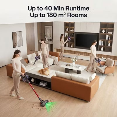 Cordless Vacuum Cleaner, Upgraded 450W/40Kpa Vacuum Cleaners for Home, Stick Vacuum with Self-Standing, Handheld Vacuum for Pet Hair/Carpet/Floor