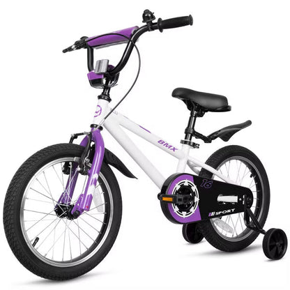 Hykolity 16 Inch Kids Bikes Boy Girl BMX Style Bicycle Ages 4-7 Years Old Coaster Brake Sport Cycling Child Bike with Trainning Wheel White