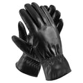Unisex PU Leather Winter Gloves with Soft Warm Lining, Wind-Resistant Outdoor Gloves for Cycling, Walking and Cold-Weather Comfort - Black