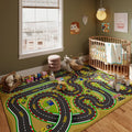 LOVEVOOK Car Rug Play Mat for Kids Toy Cars, Playmat for Kid Bedroom, Non-Slip Machine Washable Town City Race Track Carpet 4x5 Feet