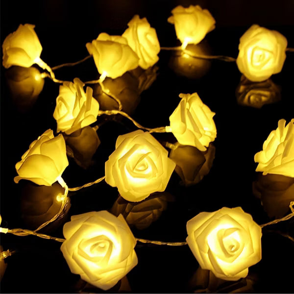 40 LEDs Rose Flower String Lights 10ft/3m Battery Operated Decorative Lights for Anniversary Valentine's Wedding Bedroom