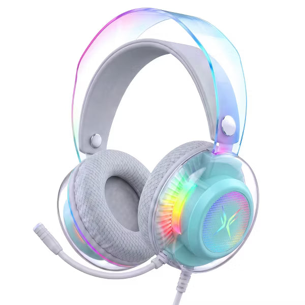 Pro USB Gaming Headset for PC, Computer Headphones with Noise-Cancelling Mic, 7.1 Surround Sound, RGB Light - Wired for PS4/PS5/Laptop Silver