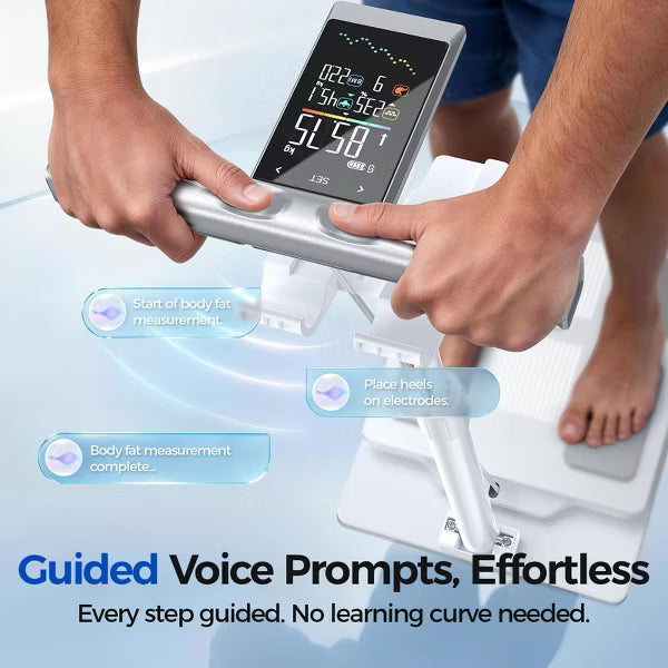 FED Fitness Smart Scale with 8-Electrode BIA, VA Large Display, Bluetooth App, Voice Prompts, Full Body Composition Analysis, 440 lb Capacity