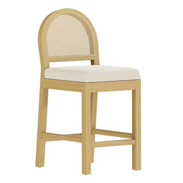 TYBOATLE Set of 2 Rattan Back Counter Height Bar Stools, Beige