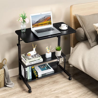 Karl Home Rolling Height Adjustable Laptop Desk with USB Charging Station, Mobile Computer Table for Small Space Home Office