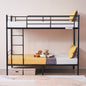 Karl Home Black Twin Over Twin Steel Bunk Bed Frame Ladder Bedroom Dorm Room for Kids Adult Children