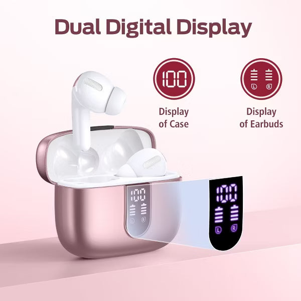VEATOOL True Wireless Earbuds Bluetooth 6.0 150H Playback LED Power Display Wireless Charging Case IP68 Waterproof 6 ENC Mic for TV Phone Laptop