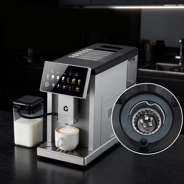 Super Automatic Coffee Espresso Machine with Milk Frother, 20 Bar Dual Boiler Coffee Maker for 7 Drinks, self-Cleaning System, Silver