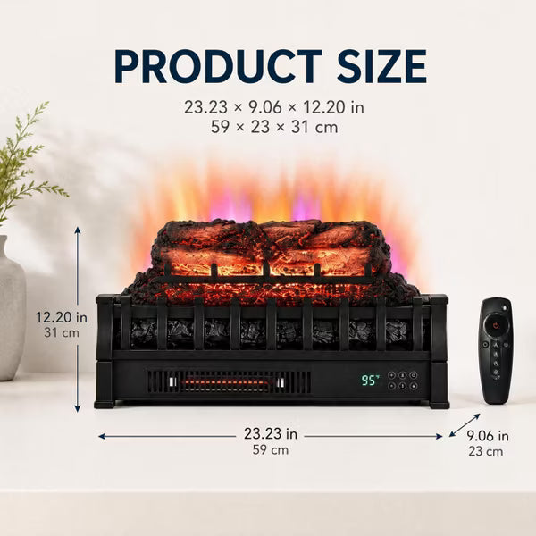 Garvee 23" Electric Fireplace Log Heater, Pine Flame, 5 Flame & 5 Bright, Remote