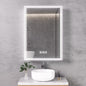 FAMYYT 20x28 inch Aluminum LED Bathroom Medicine Cabinet with Mirror and Lights, Surface/Recessed Vanity, Anti-Fog, Left Hinge, Black