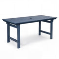 Garvee Outdoor Patio Rectangular Dining Table, 4-6 People Weatherproof Patio Table with Umbrella Hole, Rounded Corners for Safety, Blue