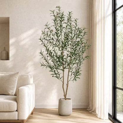 Romswi 6FT Artificial Olive Tree, Realistic Faux Plants, Fake Potted Tree with Fruits, Outdoor Indoor Decor for Home Office