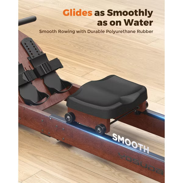 YOSUDA Water Rowing Machine Foldable for Home Use 5.8 Gal Large Water Tank | Immersive Wooden Water Rower Machine, Dedicated Monitor & Bluetooth APP