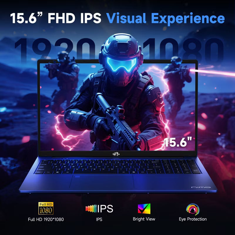 Refurbished: Nimo 15.6" N159 Ryzen 7 7735HS FHD Laptop ‎16GB RAM 512GB SSD Blue - Manufacturer Refurbished
