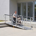 1200 LBS Capacity Wheelchair Ramp with Handrails, Aluminum Portable Mobility Ramp for Home & Outdoor Access