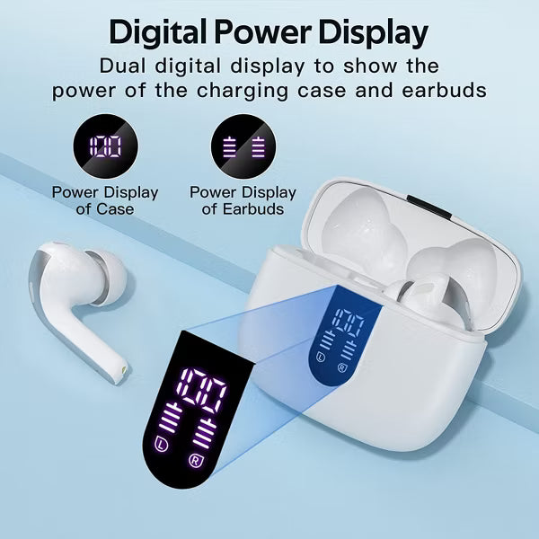 VEATOOL True Wireless Earbuds Bluetooth 6.0 150H Playback LED Power Display Wireless Charging Case IP68 Waterproof 6 ENC Mic for TV Phone Laptop