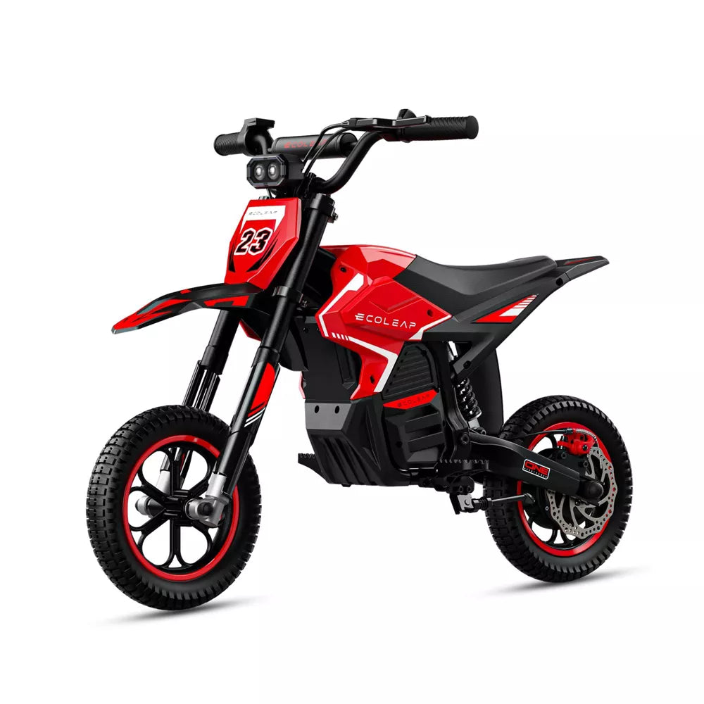 ECOLEAP K2 Kids Electric Dirt Bike, 36V 750W Peak Motor, 19.8 MPH, 18-Mile Range, 3-Speed Modes, Dual Suspension and Disc Brake, Ages 4-10