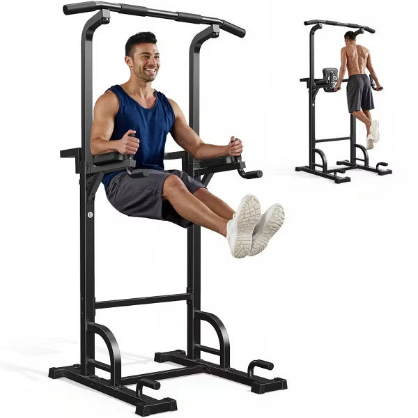 FED FITNESS Adjustable Power Tower 450lbs Max Weight Dip Station Pull up Bar Power Rack Push up Resistance Band for Home Gym