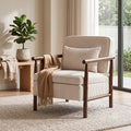 LauKingdom Antique White Mid-Century Modern Corduroy Accent Chair with Hidden Storage & Lumbar Pillow for Living Room, Dorm, Apartment