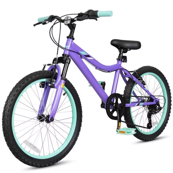 Hykolity 20 in Kid Mountain Bike, Kids Bicycle for Age 6-11 Years Old, Girl Bike MTB 6 Speed, Adjustable Seat Height Purple
