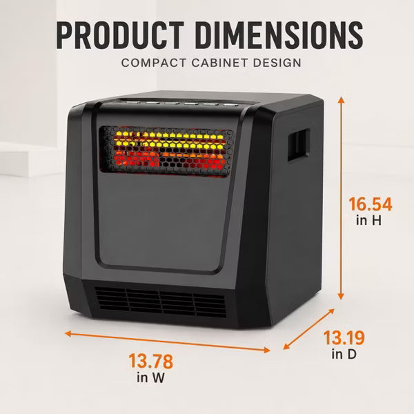Garvee 1500W Portable Electric Space Heater, Infrared Space Heater with Remote, Digital Thermostat, Heater Fan for Home/Office, Black