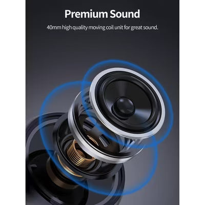 SY-BT1632 Green Over-Ear Bluetooth Headphones: 40mm Bass Driver, Bluetooth 5.3 Dual-Mode, 40hr Battery, Comfort Fit