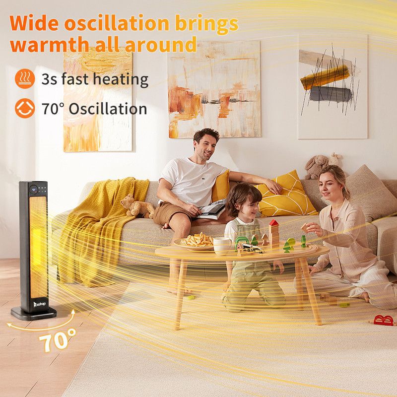Karl Home 1500-Watt 30 in. Electric Tower Space Heater with 3 Heat Settings