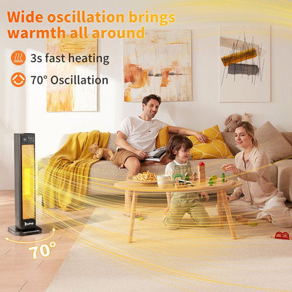 Karl Home 1500-Watt 30 in. Electric Tower Space Heater with 3 Heat Settings