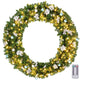 Karl Home Lighted PVC Christmas Wreath with Blue and Sliver Ornaments