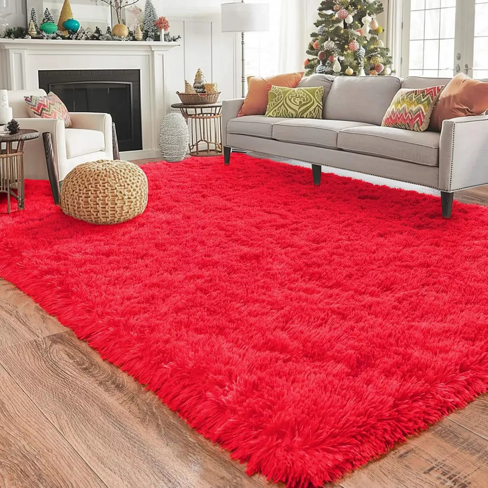 LOVEVOOK 5x7 Feet Red Area Rugs for Living Room Bedroom, Non-Slip Fluffy Soft Shag Rug, Plush Carpet for Home Dorm Decor Aesthetic