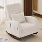 Karl Home Teddy Boucle Nursery Rocking Chair Modern Comfy Upholstered Rocker Armchair with Side Pocket for Living Room Bedroom Beige