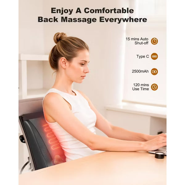 Morfone Bi-Directional Massage Pillow for Back Pain Relief ,3 Massage Modes&2 Heat Levels Back Massager, 3 Intensity Levels