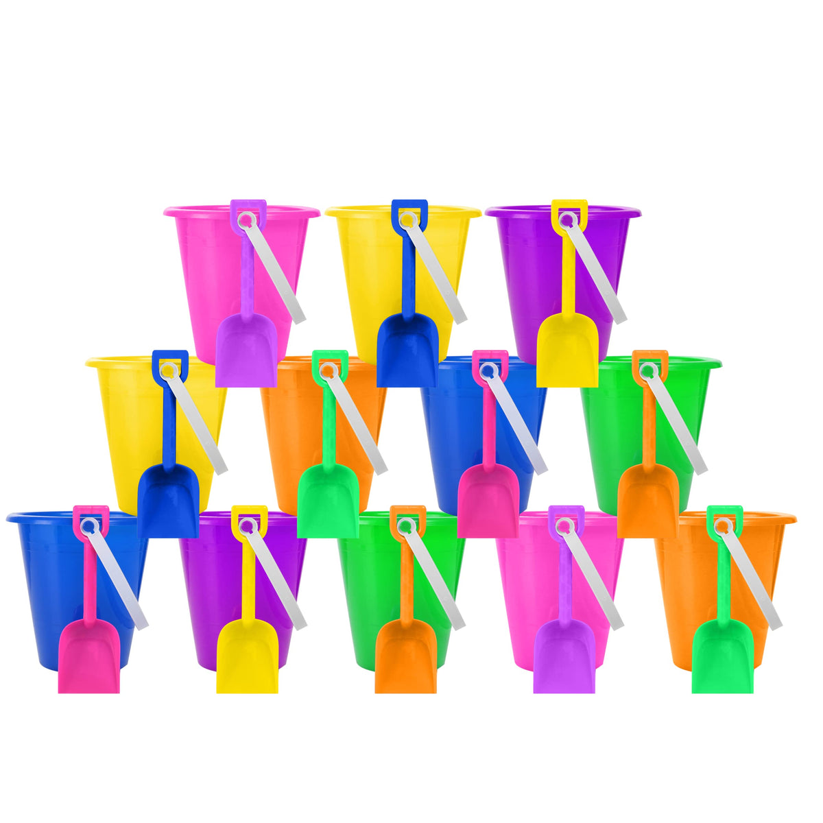 12 Sets 5.5" Sand Buckets and Shovels for Kids Bulk (12 Pack) Small Beach Bucket for Summer Outdoor Sand Toys, Party Favors, Basket Stuffers, End of Year Student Gifts from Teacher