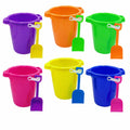 6 Pack 7.5" Beach Buckets and Shovels for Kids Bulk - Strong Large Sand Bucket for Toddler Beach Toys for Kids 3-10, Sandbox Toys